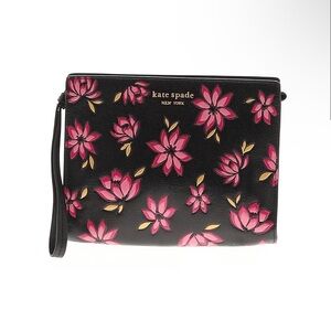 Kate Spade New York Morgan Winter Blooms Embossed Saffiano Leather Wristlet